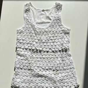 *SOLD* J.Crew White Tiered Dot Tank Top, XS